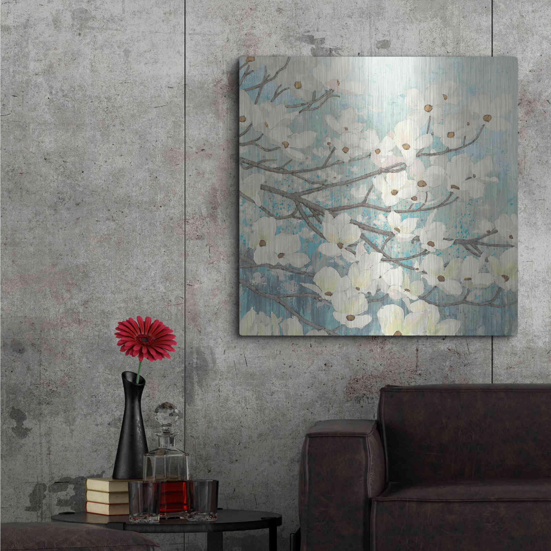 Luxe Metal Art 'Dogwood Blossoms' by James Wiens, Metal Wall Art,36x36