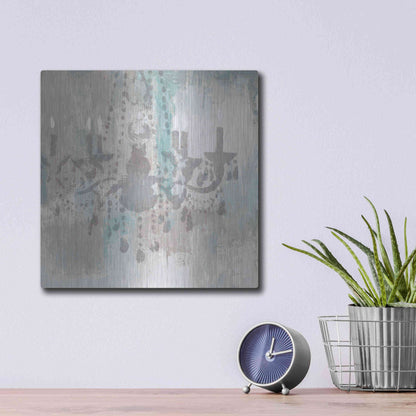 Luxe Metal Art 'Candelabra Teal I' by James Wiens, Metal Wall Art,12x12