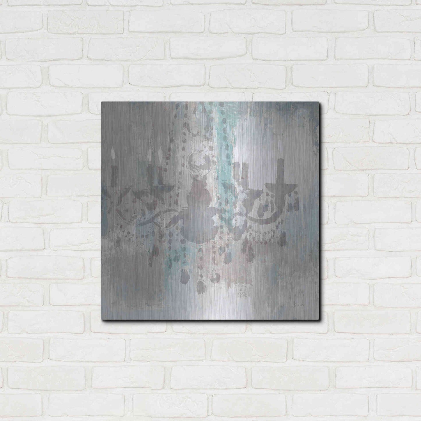 Luxe Metal Art 'Candelabra Teal I' by James Wiens, Metal Wall Art,24x24