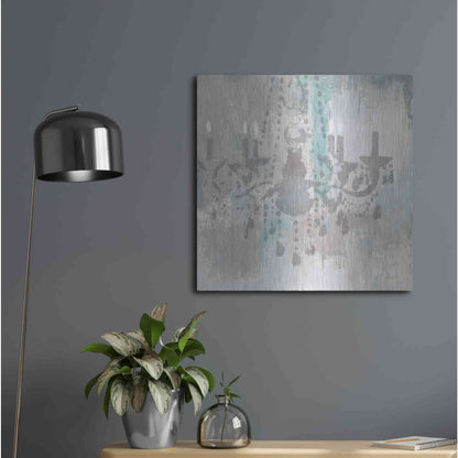 Luxe Metal Art 'Candelabra Teal I' by James Wiens, Metal Wall Art,24x24