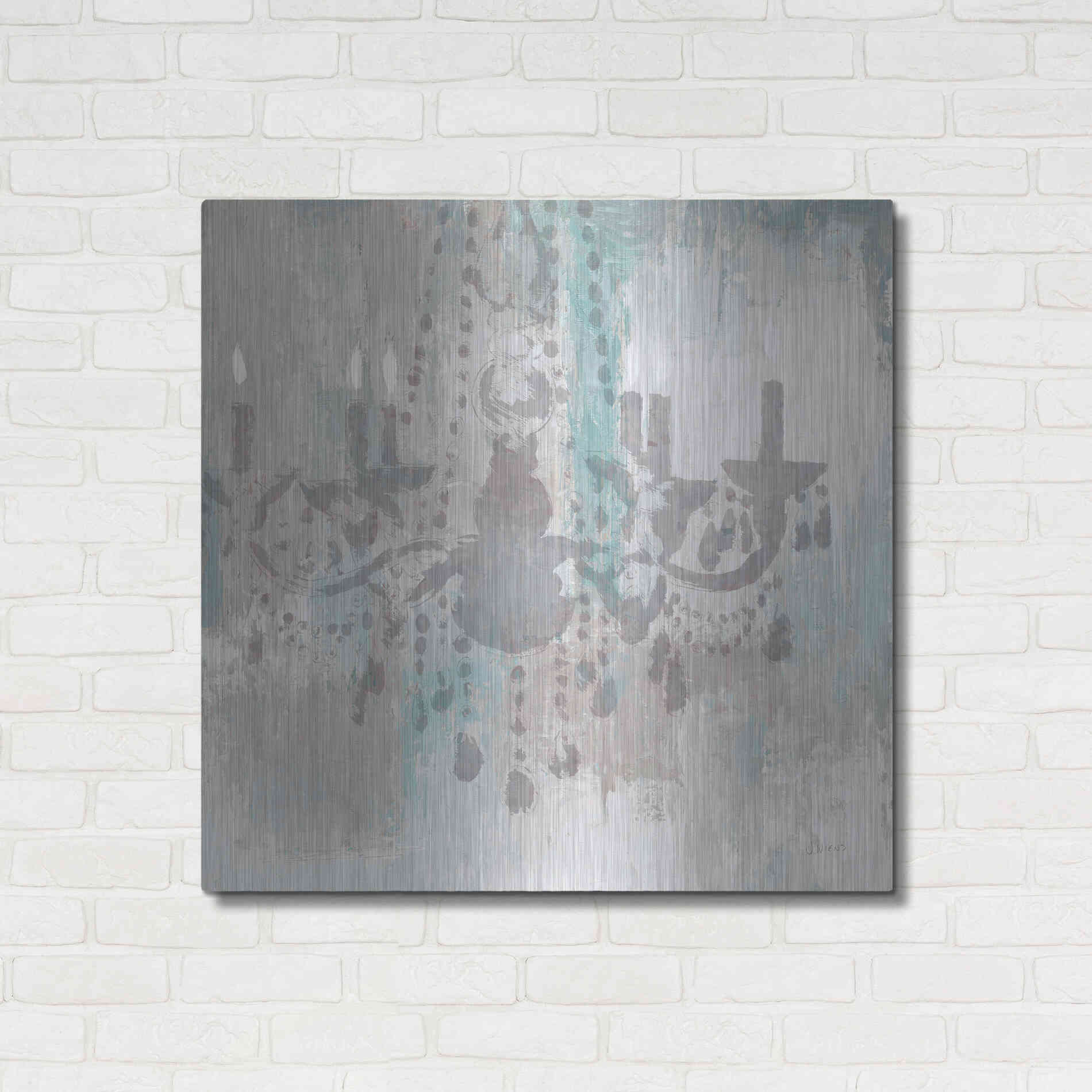 Luxe Metal Art 'Candelabra Teal I' by James Wiens, Metal Wall Art,36x36