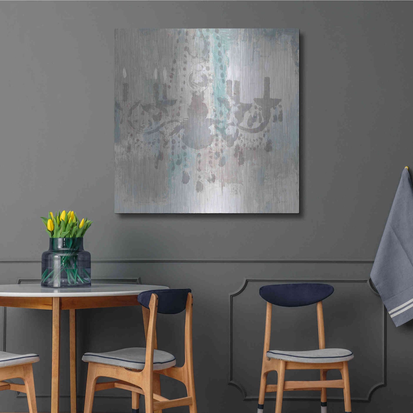 Luxe Metal Art 'Candelabra Teal I' by James Wiens, Metal Wall Art,36x36