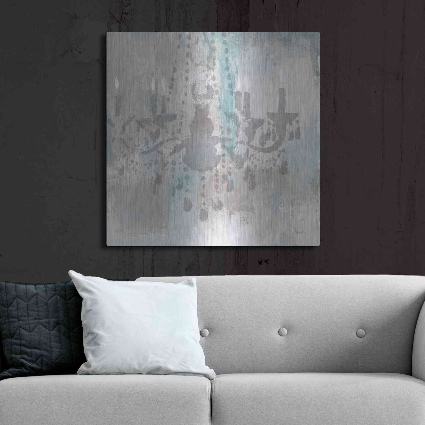 Luxe Metal Art 'Candelabra Teal I' by James Wiens, Metal Wall Art,36x36