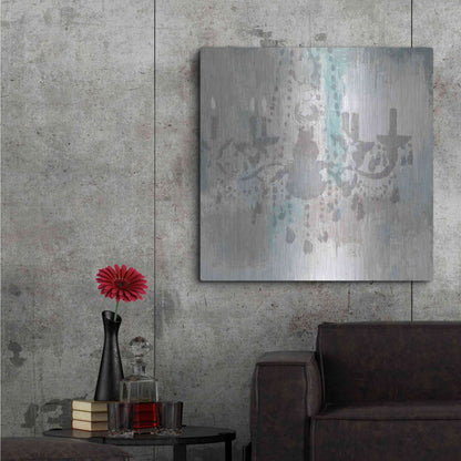 Luxe Metal Art 'Candelabra Teal I' by James Wiens, Metal Wall Art,36x36
