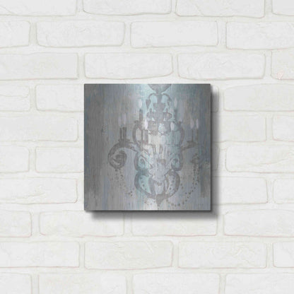 Luxe Metal Art 'Candelabra Teal II' by James Wiens, Metal Wall Art,12x12