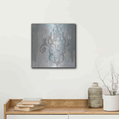 Luxe Metal Art 'Candelabra Teal II' by James Wiens, Metal Wall Art,12x12