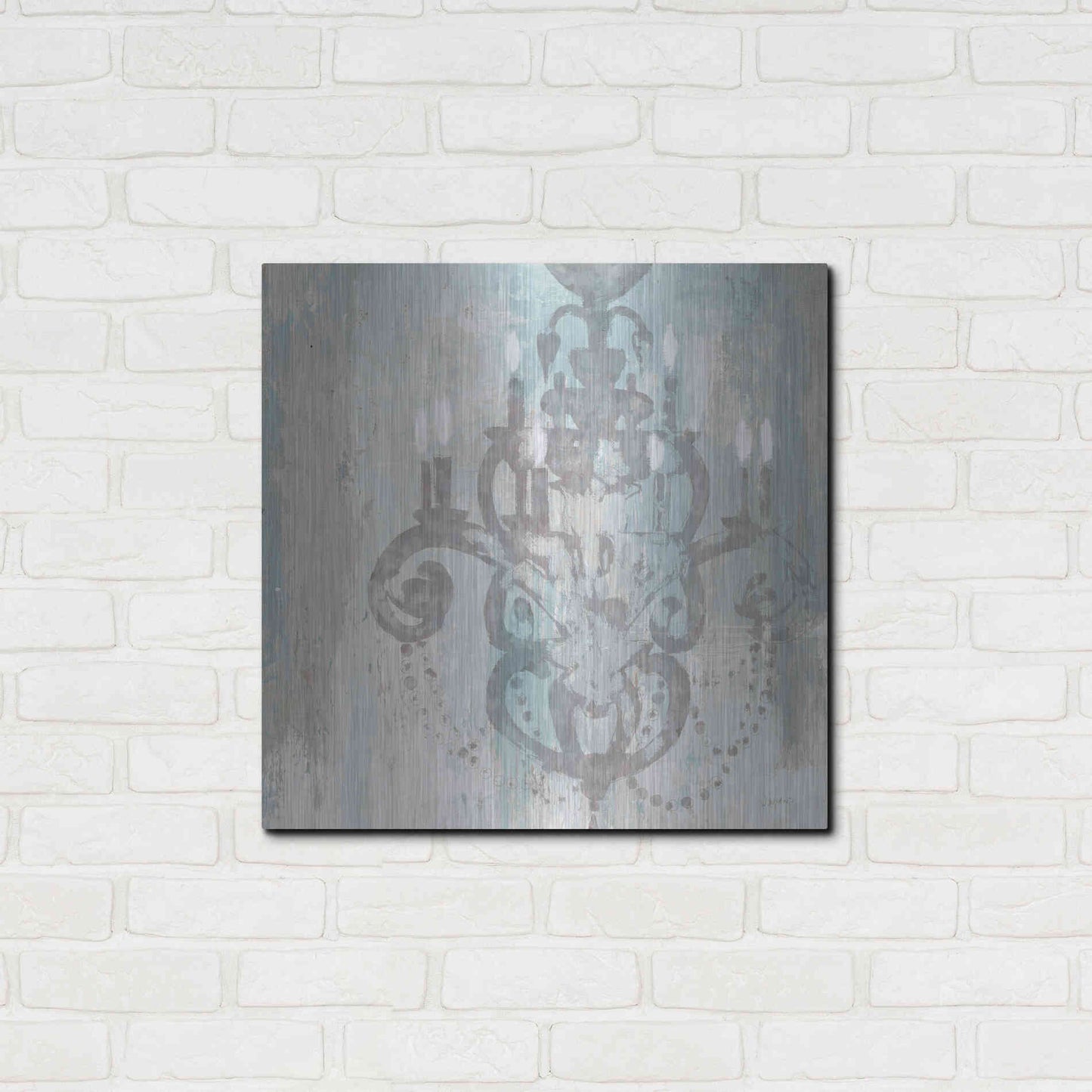 Luxe Metal Art 'Candelabra Teal II' by James Wiens, Metal Wall Art,24x24