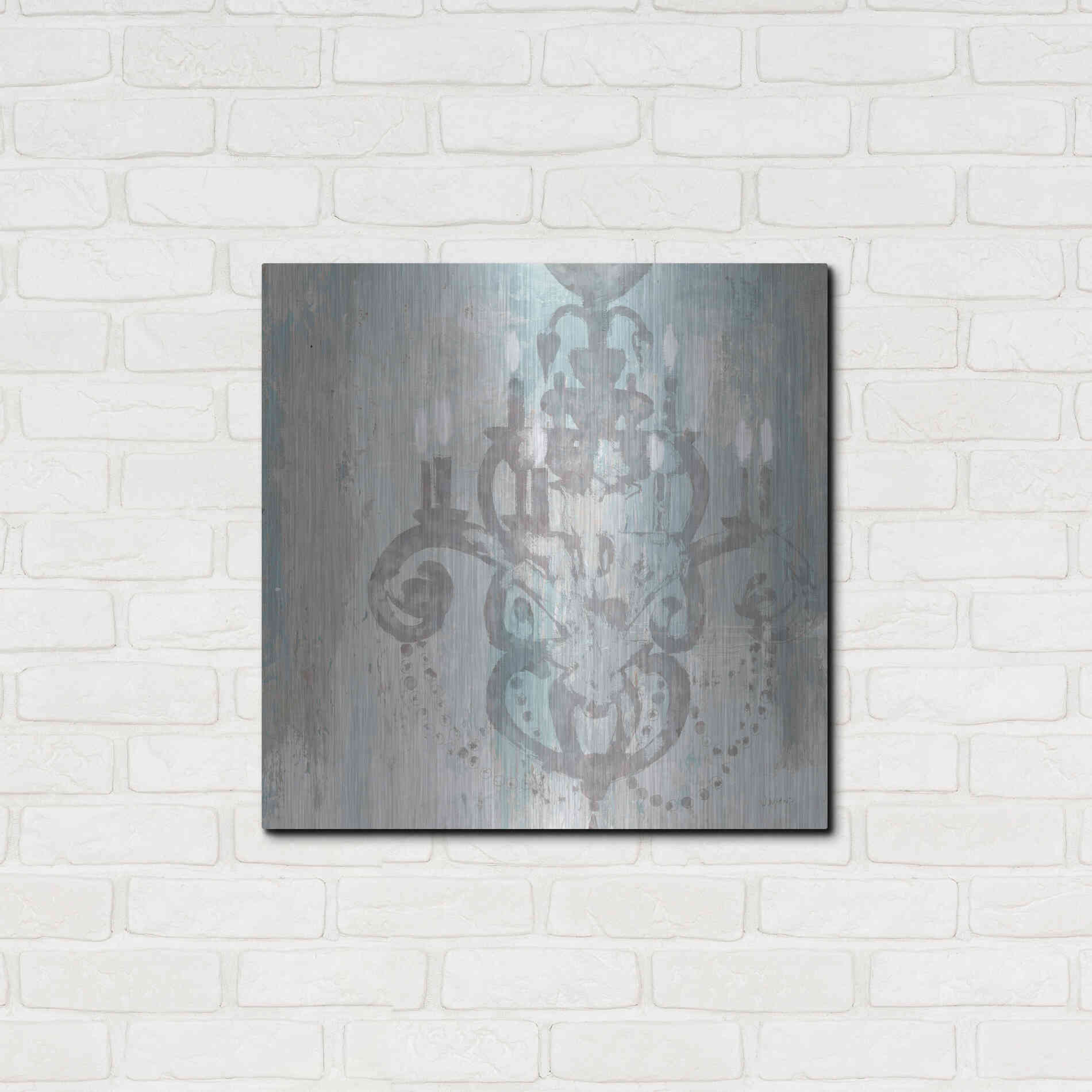 Luxe Metal Art 'Candelabra Teal II' by James Wiens, Metal Wall Art,24x24