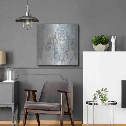 Luxe Metal Art 'Candelabra Teal II' by James Wiens, Metal Wall Art,24x24