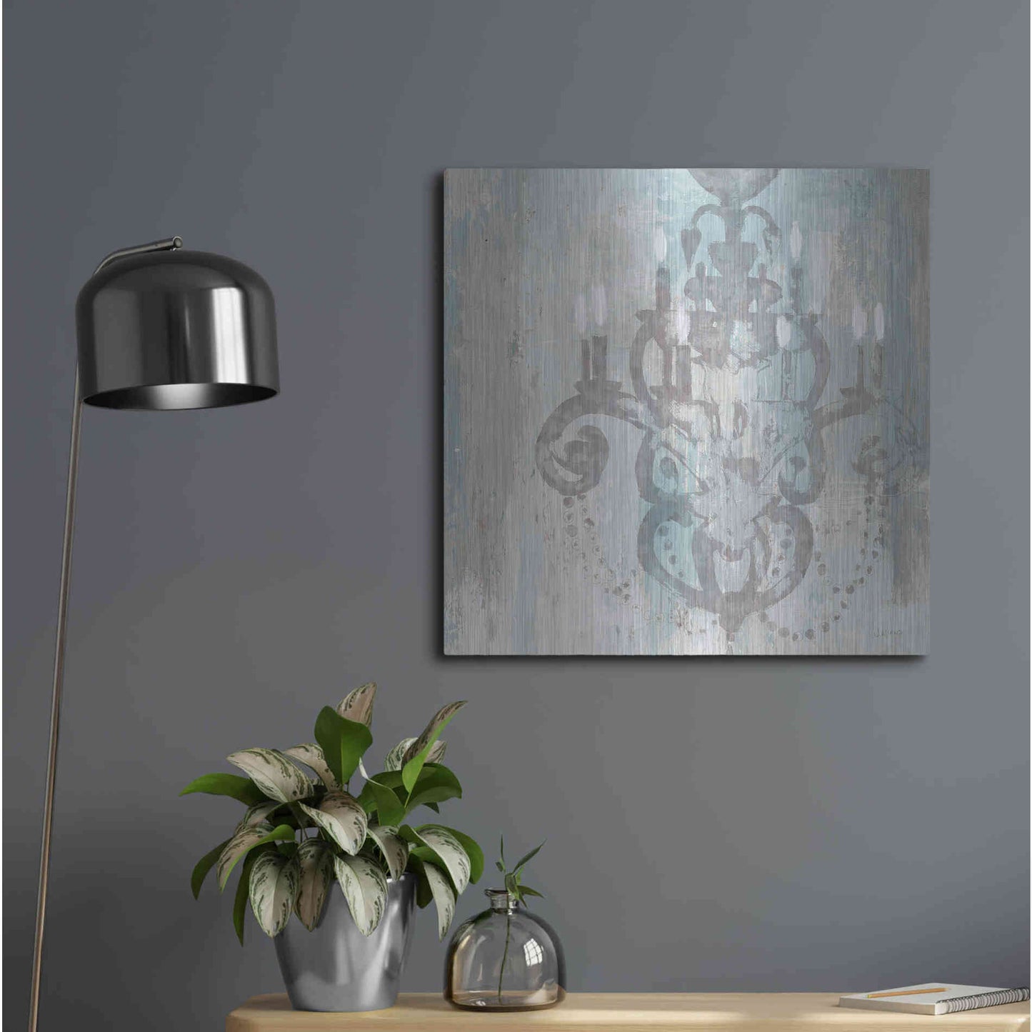 Luxe Metal Art 'Candelabra Teal II' by James Wiens, Metal Wall Art,24x24