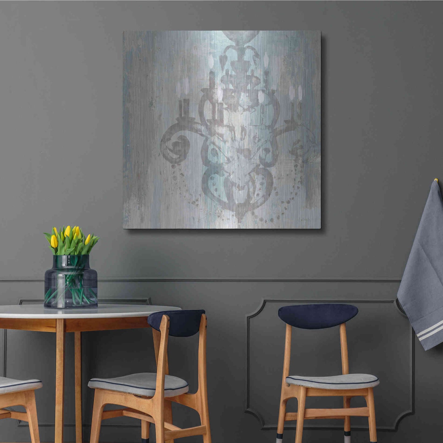 Luxe Metal Art 'Candelabra Teal II' by James Wiens, Metal Wall Art,36x36