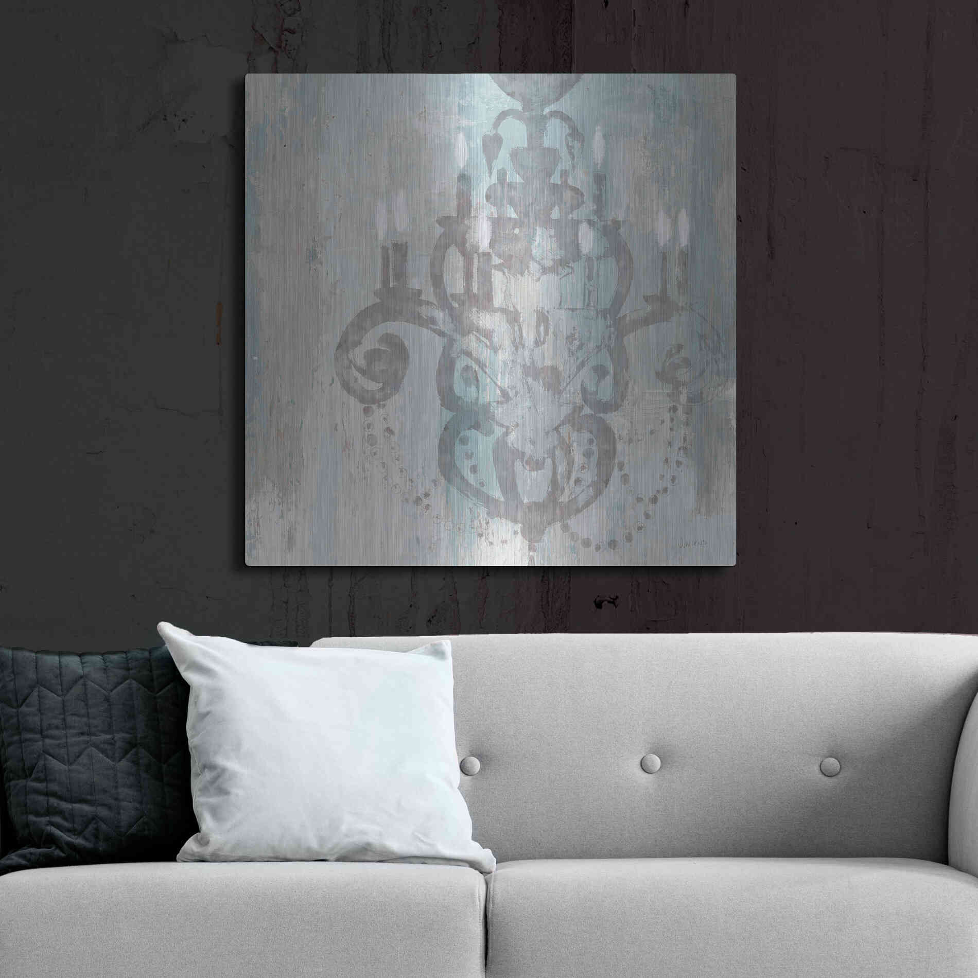Luxe Metal Art 'Candelabra Teal II' by James Wiens, Metal Wall Art,36x36
