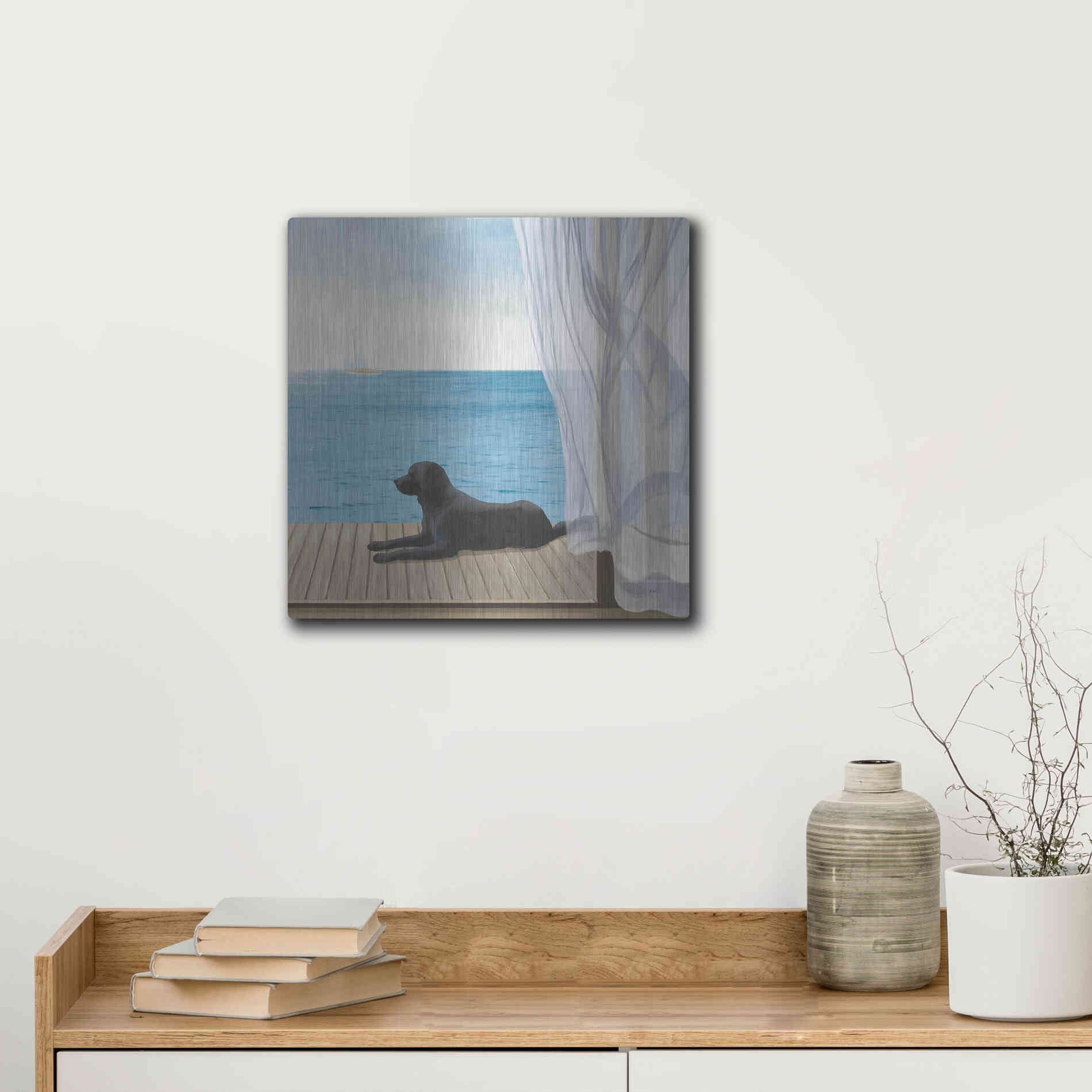 Luxe Metal Art 'Blue Breeze III' by James Wiens, Metal Wall Art,12x12