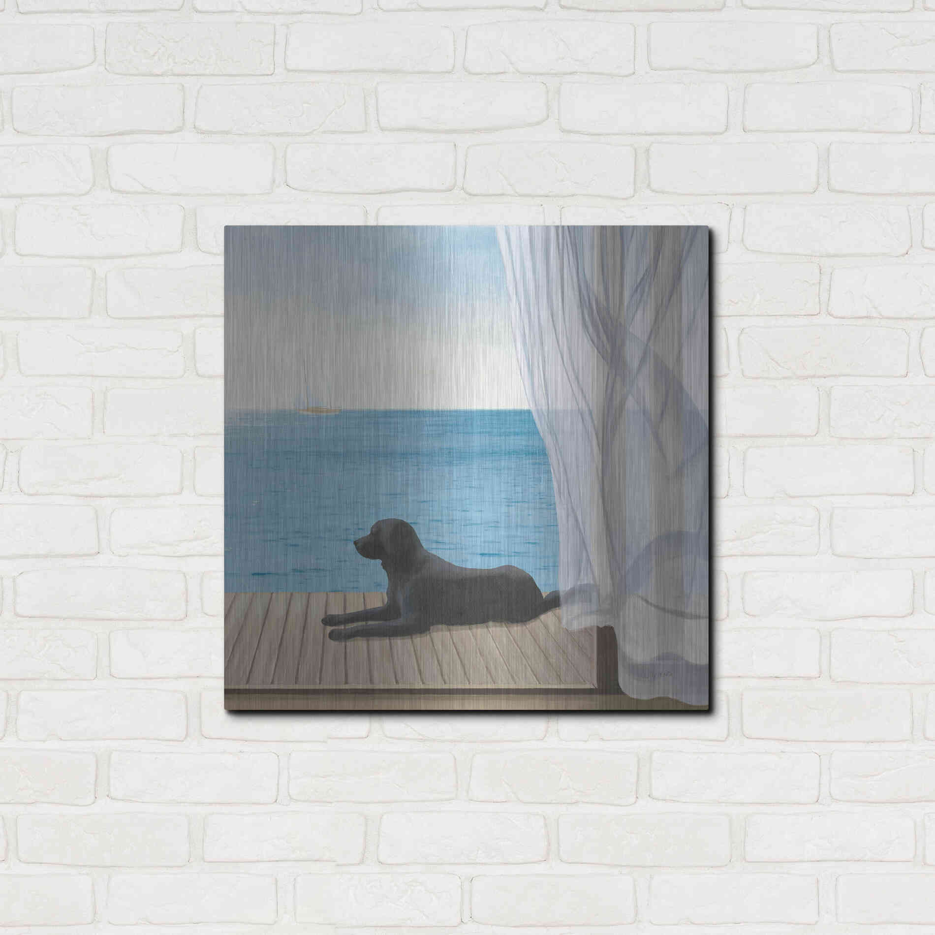 Luxe Metal Art 'Blue Breeze III' by James Wiens, Metal Wall Art,24x24