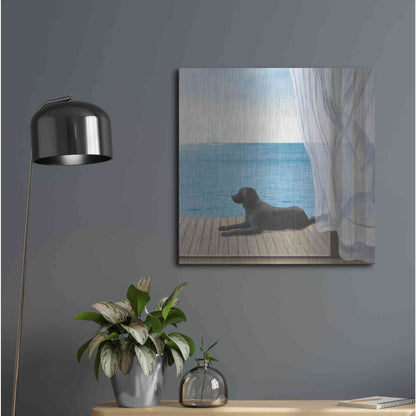 Luxe Metal Art 'Blue Breeze III' by James Wiens, Metal Wall Art,24x24