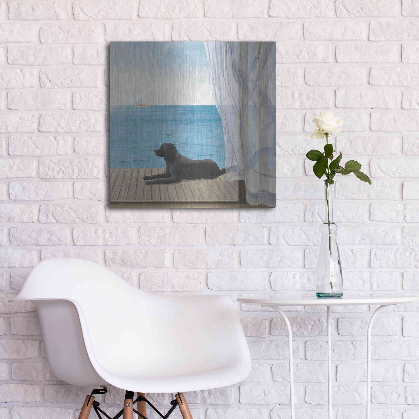 Luxe Metal Art 'Blue Breeze III' by James Wiens, Metal Wall Art,24x24