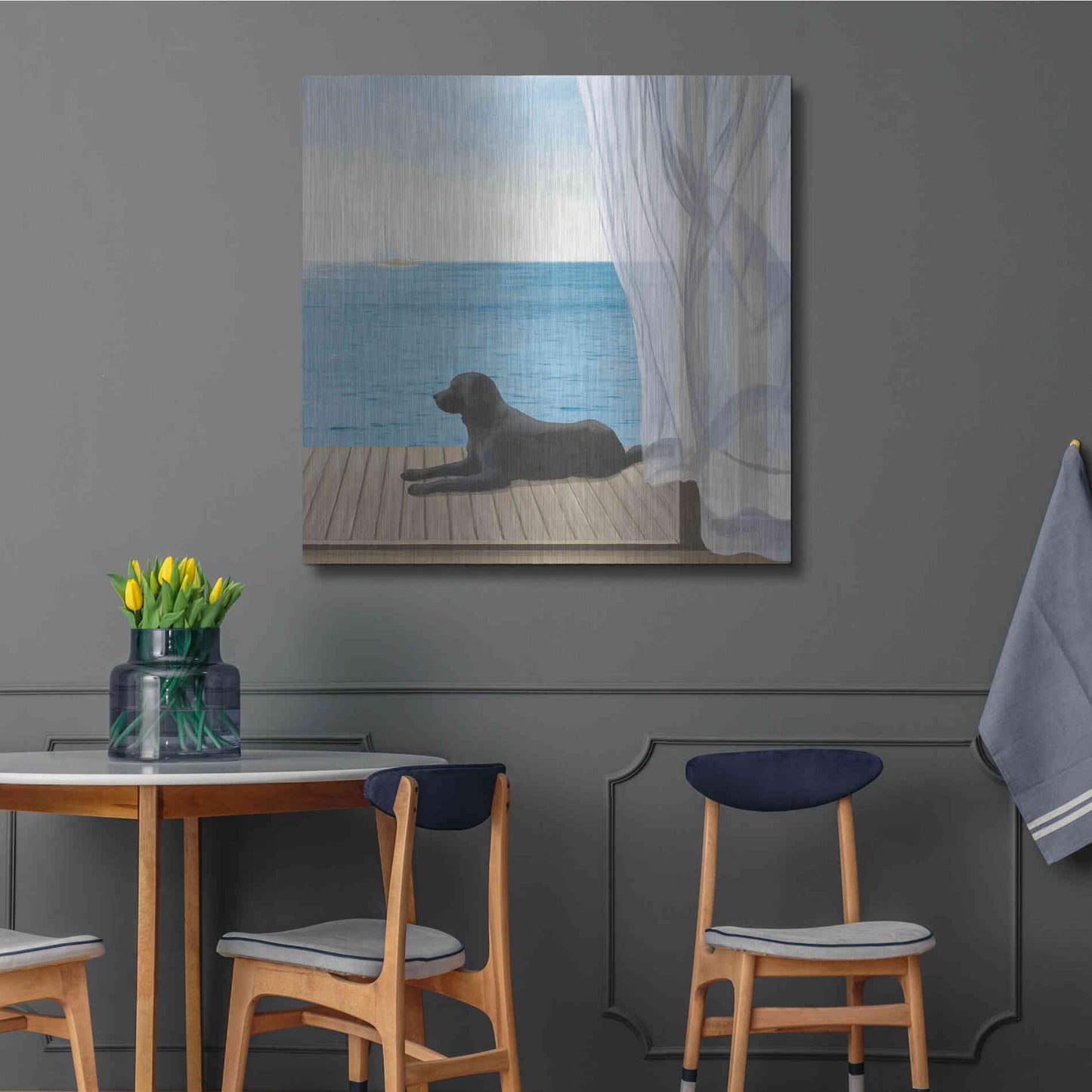 Luxe Metal Art 'Blue Breeze III' by James Wiens, Metal Wall Art,36x36