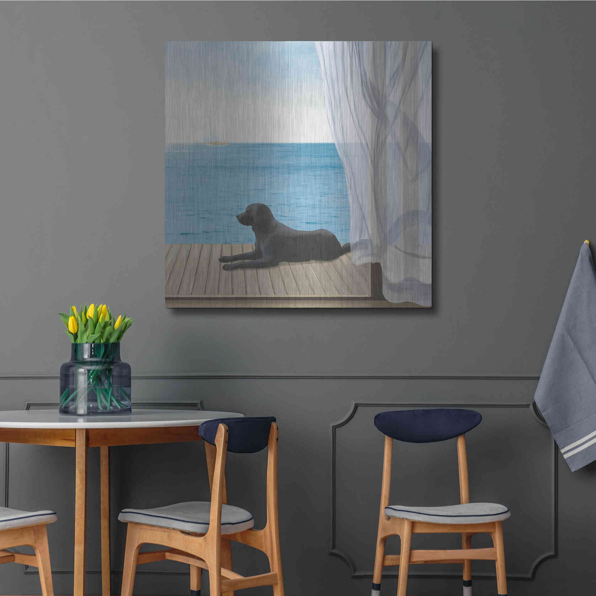 Luxe Metal Art 'Blue Breeze III' by James Wiens, Metal Wall Art,36x36