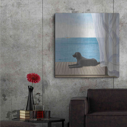 Luxe Metal Art 'Blue Breeze III' by James Wiens, Metal Wall Art,36x36