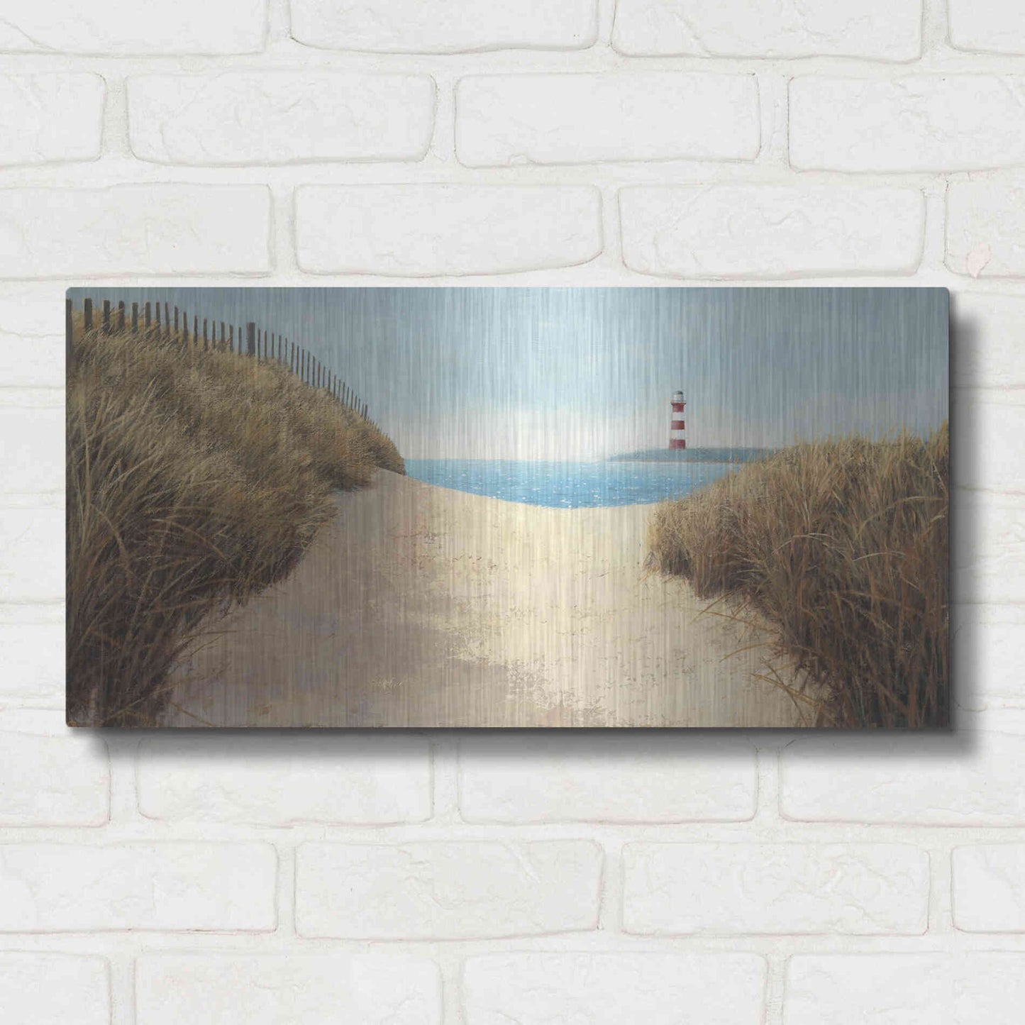 Luxe Metal Art 'Beach Path Panel I' by James Wiens, Metal Wall Art,24x12