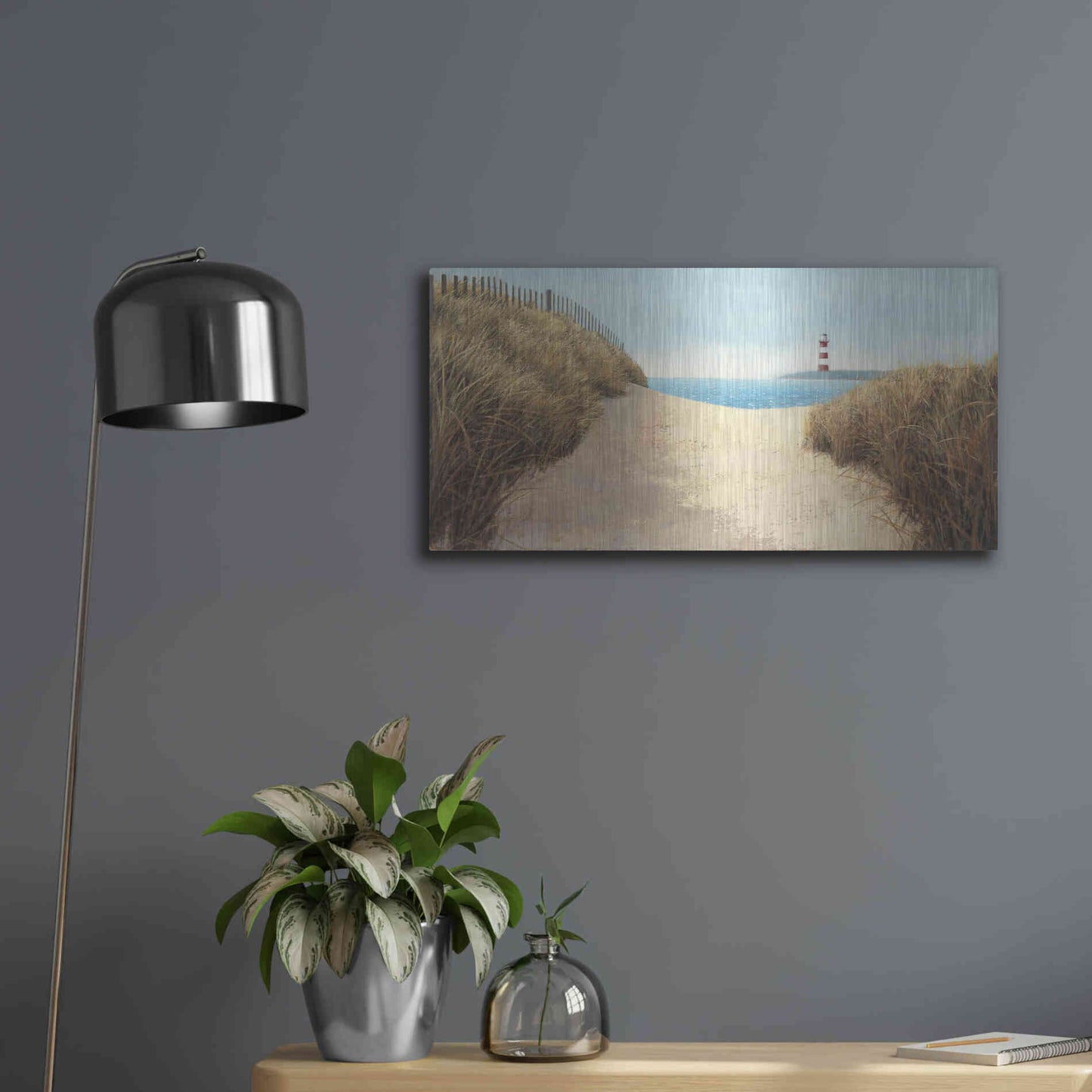 Luxe Metal Art 'Beach Path Panel I' by James Wiens, Metal Wall Art,24x12