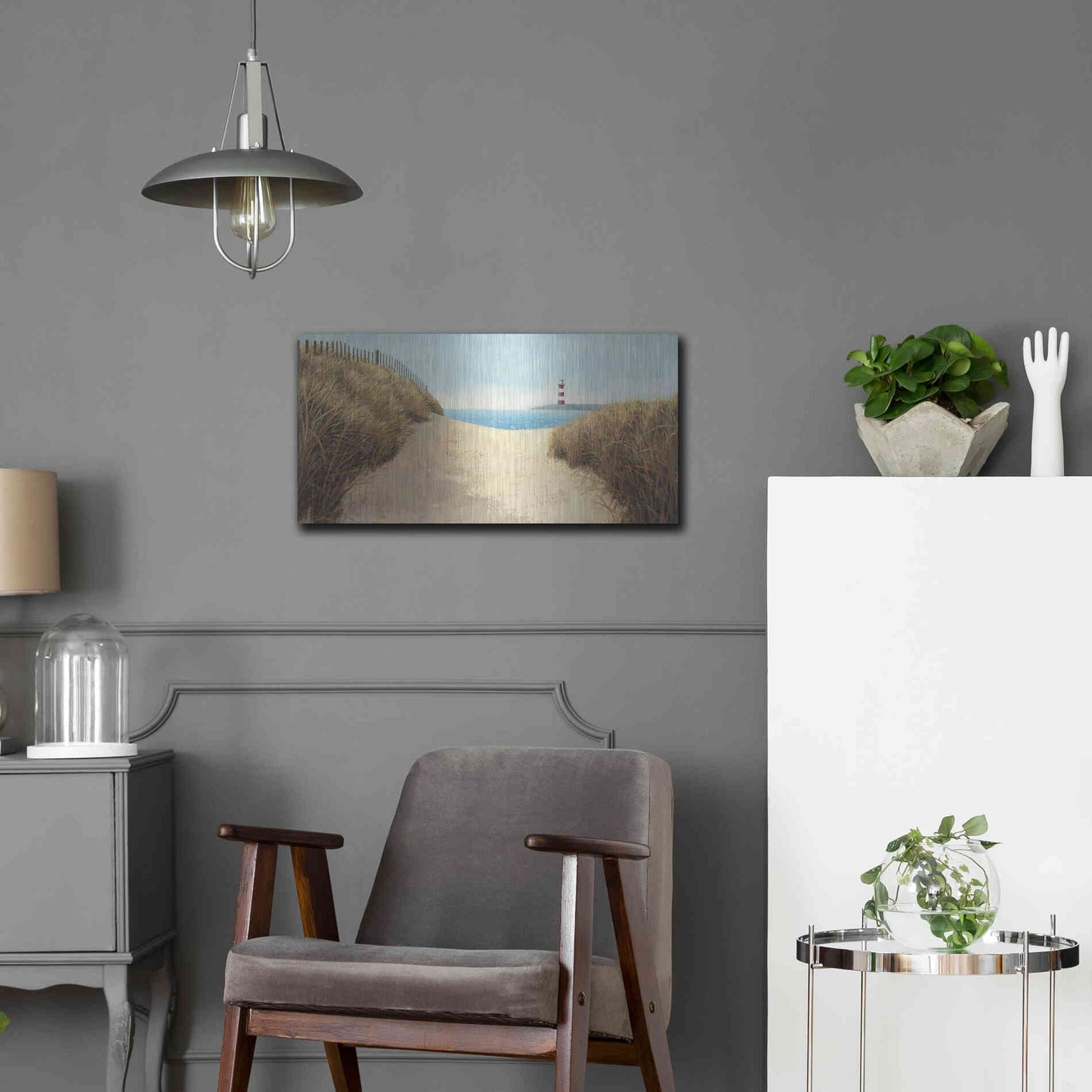 Luxe Metal Art 'Beach Path Panel I' by James Wiens, Metal Wall Art,24x12