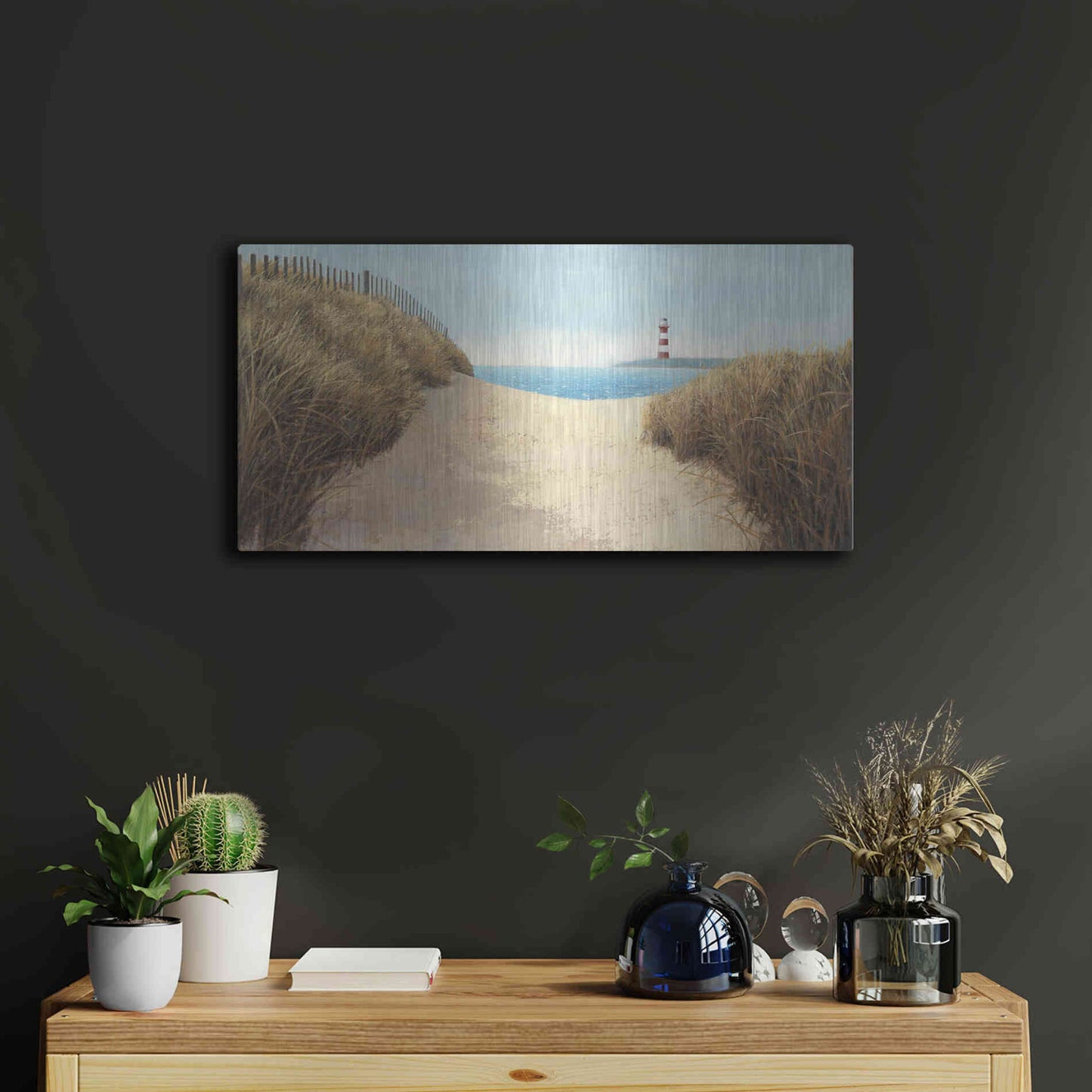 Luxe Metal Art 'Beach Path Panel I' by James Wiens, Metal Wall Art,24x12