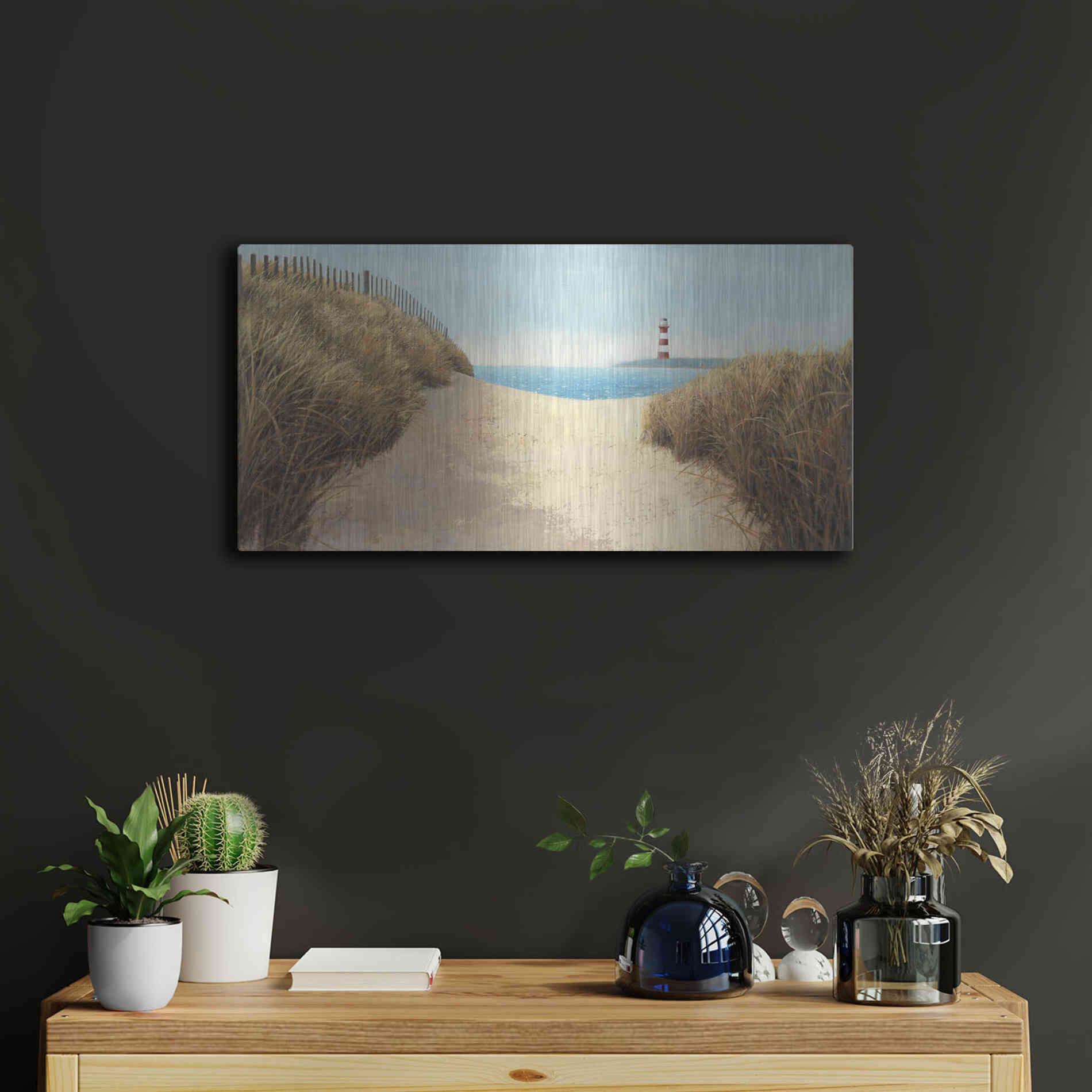Luxe Metal Art 'Beach Path Panel I' by James Wiens, Metal Wall Art,24x12