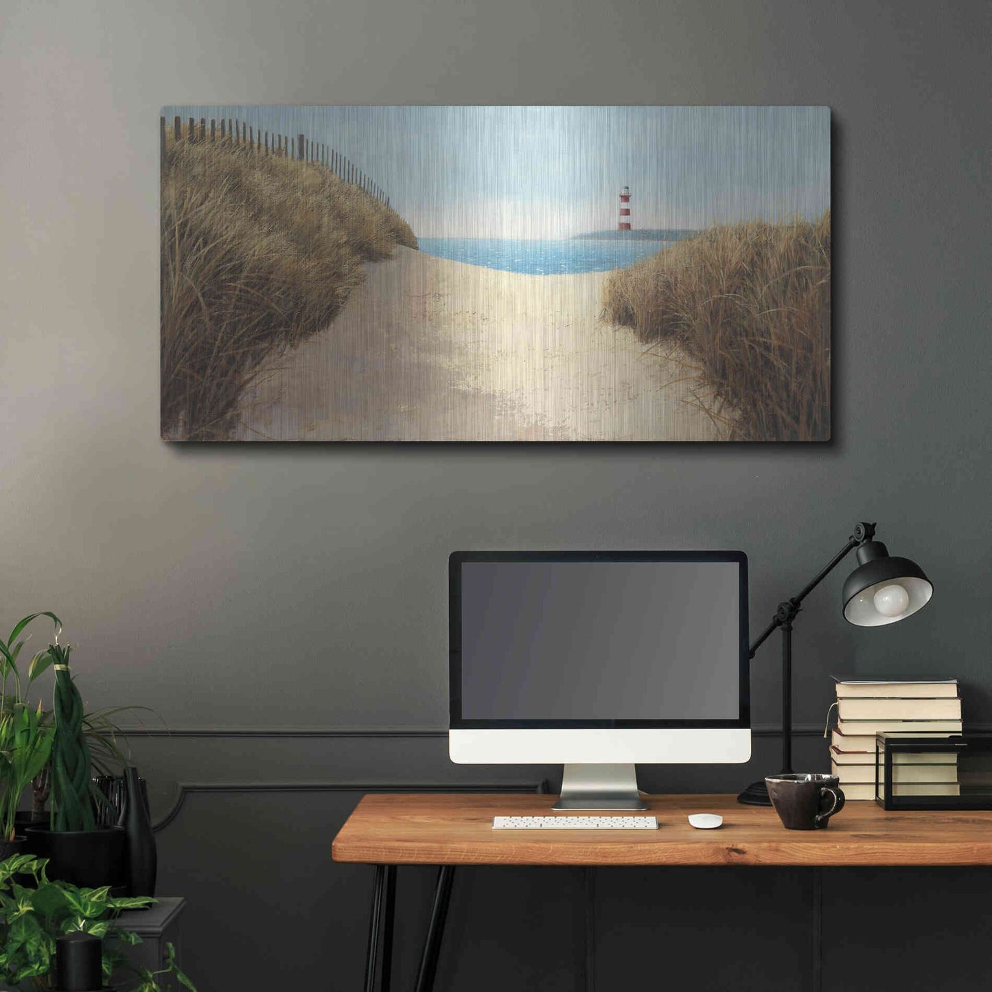 Luxe Metal Art 'Beach Path Panel I' by James Wiens, Metal Wall Art,48x24