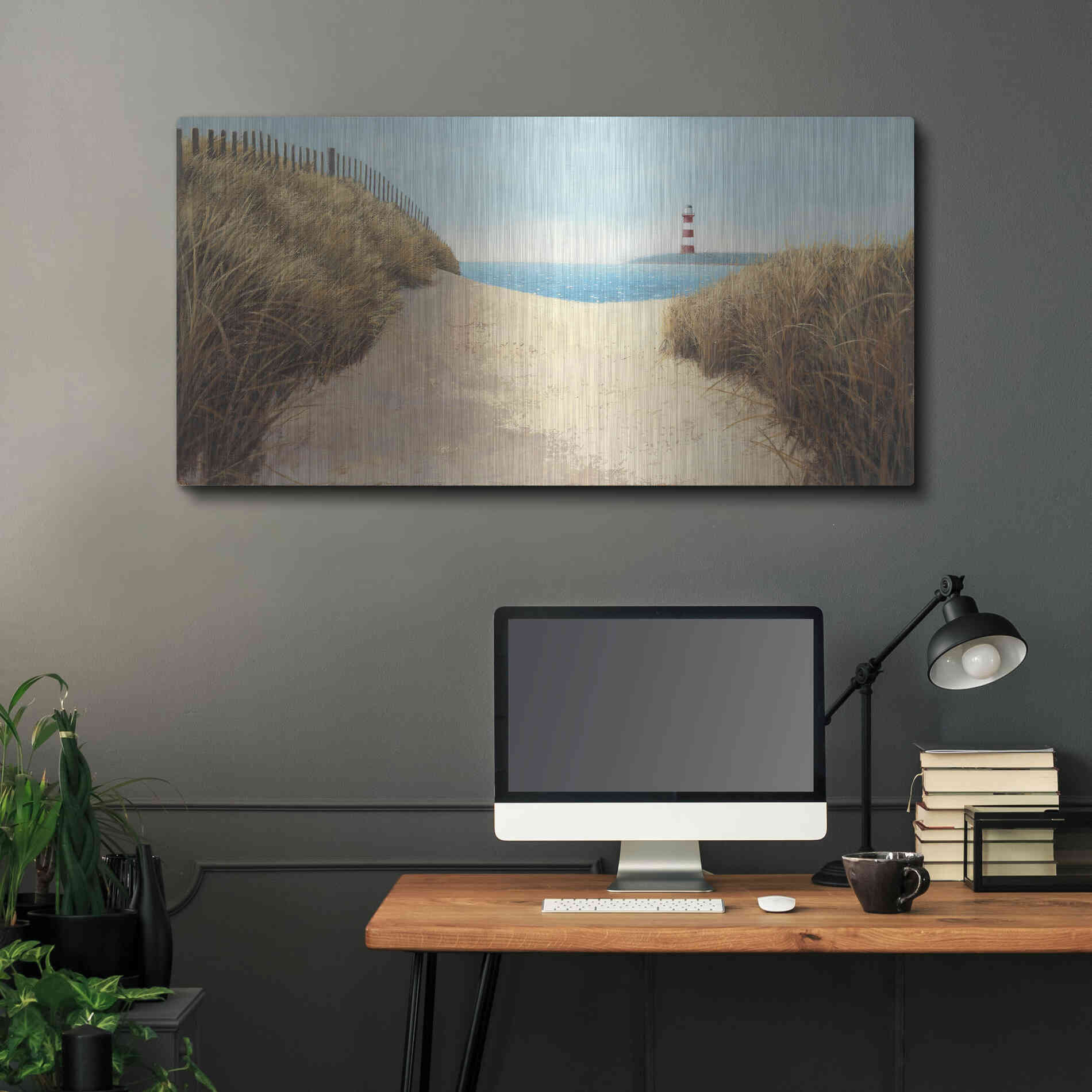 Luxe Metal Art 'Beach Path Panel I' by James Wiens, Metal Wall Art,48x24