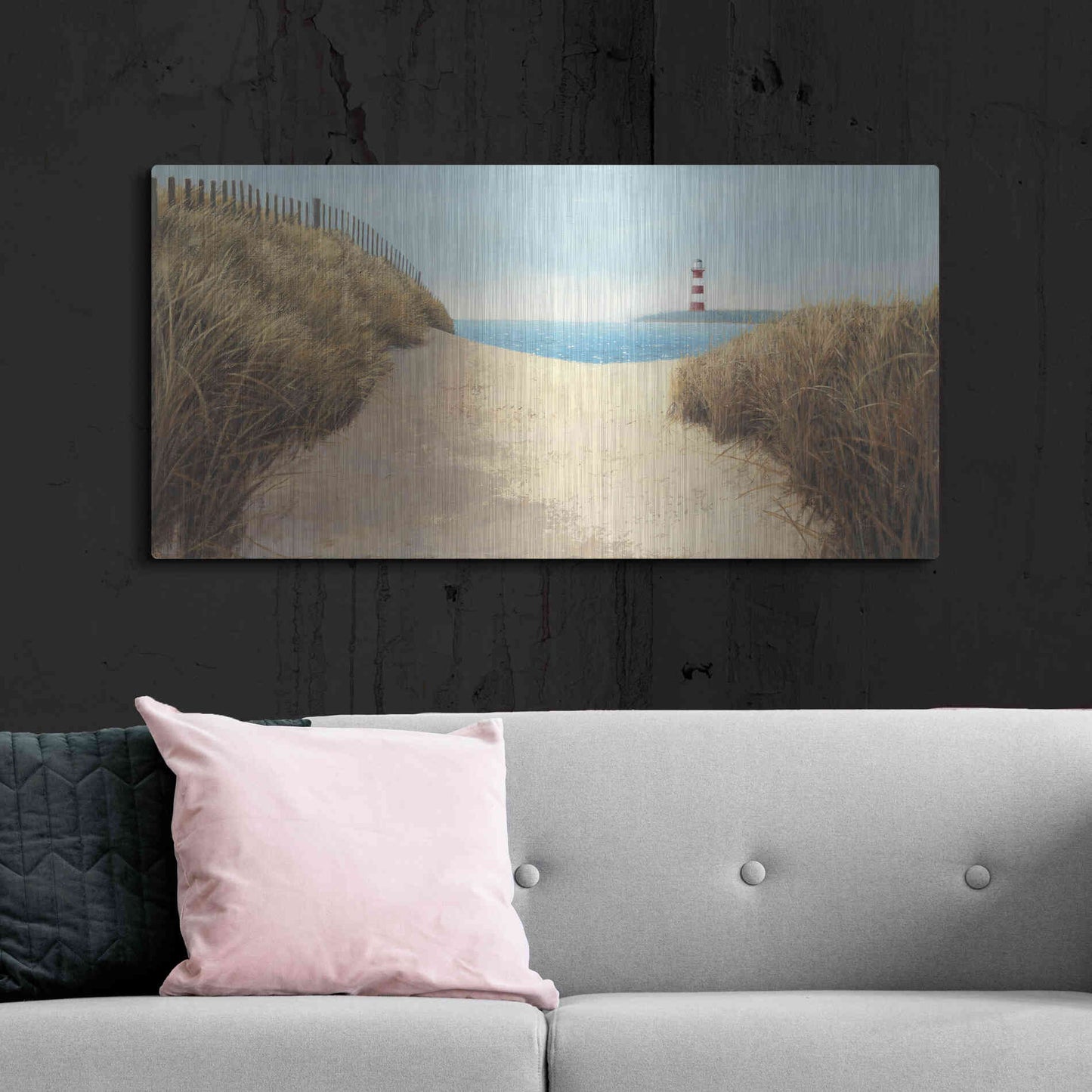Luxe Metal Art 'Beach Path Panel I' by James Wiens, Metal Wall Art,48x24