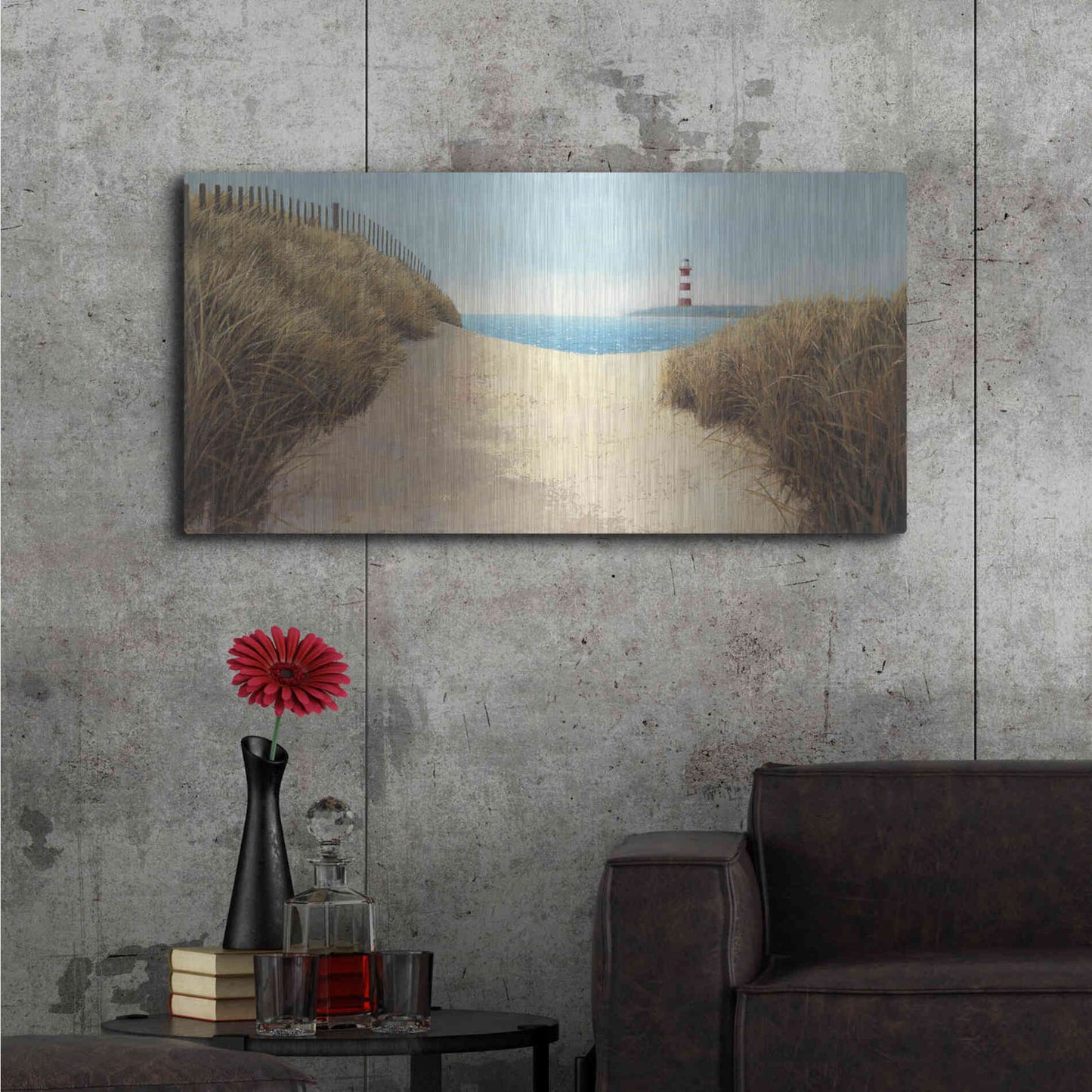 Luxe Metal Art 'Beach Path Panel I' by James Wiens, Metal Wall Art,48x24