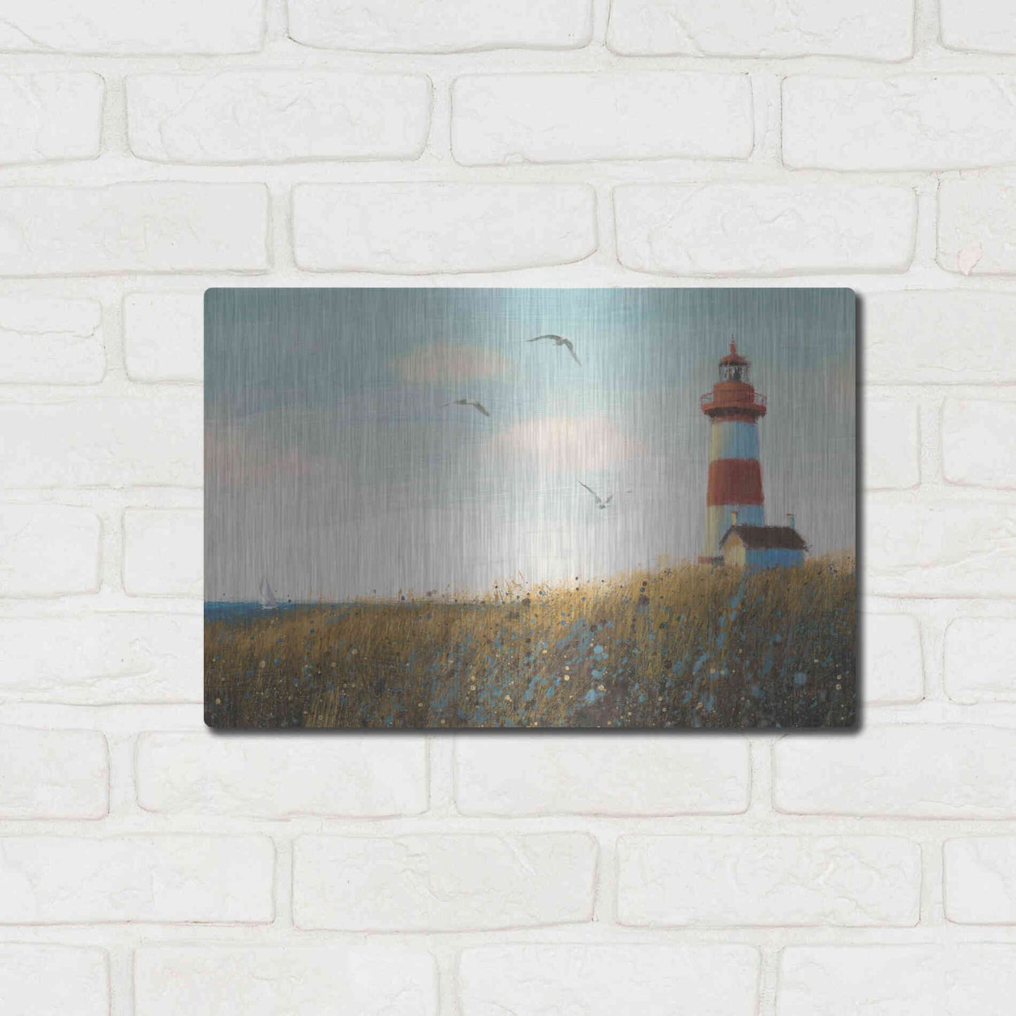 Luxe Metal Art 'Seaside View I' by James Wiens, Metal Wall Art,16x12