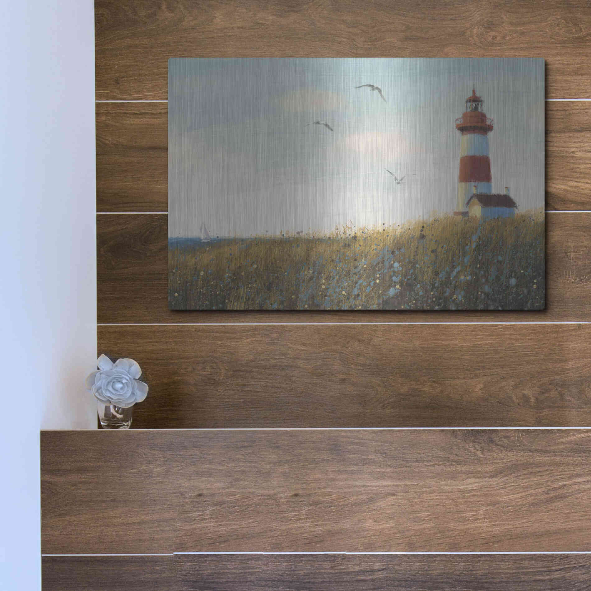 Luxe Metal Art 'Seaside View I' by James Wiens, Metal Wall Art,16x12