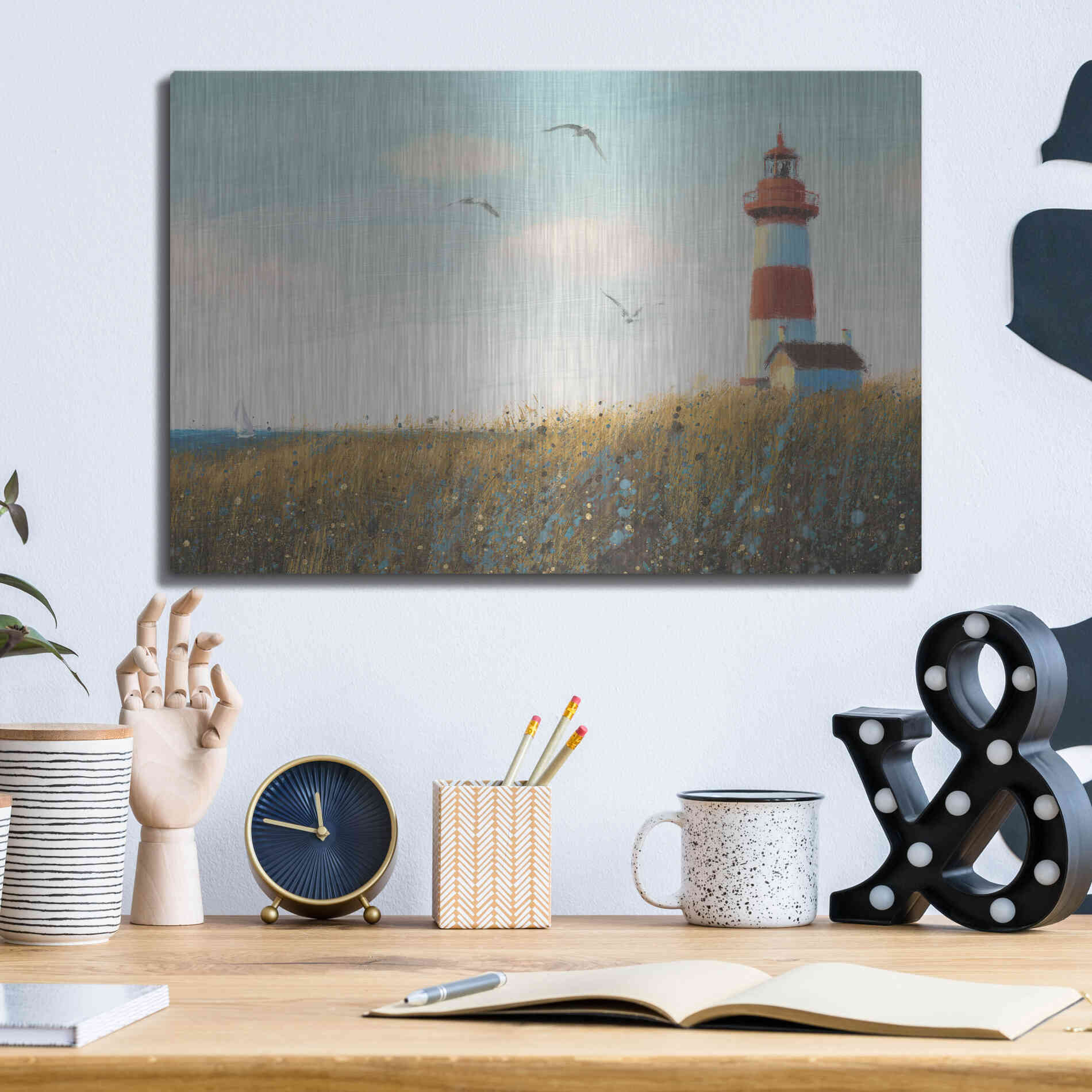 Luxe Metal Art 'Seaside View I' by James Wiens, Metal Wall Art,16x12