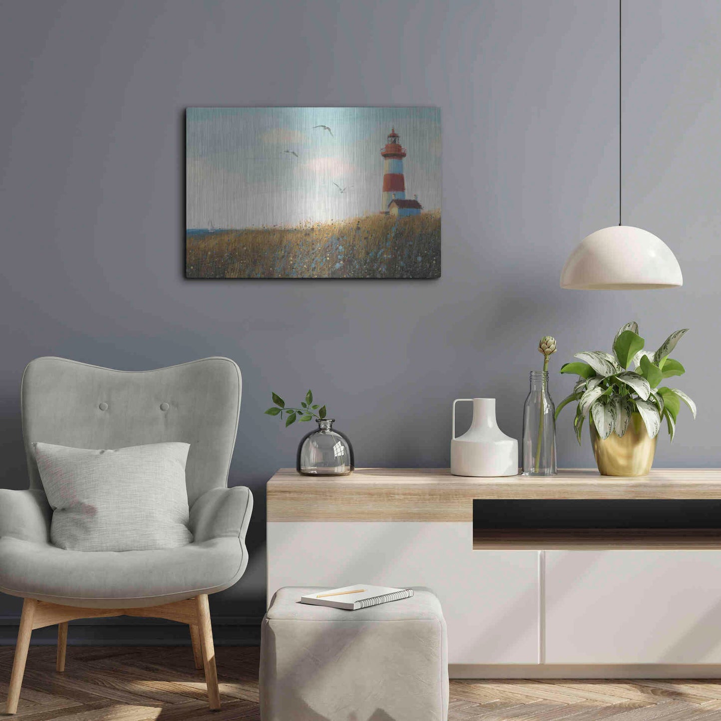 Luxe Metal Art 'Seaside View I' by James Wiens, Metal Wall Art,24x16