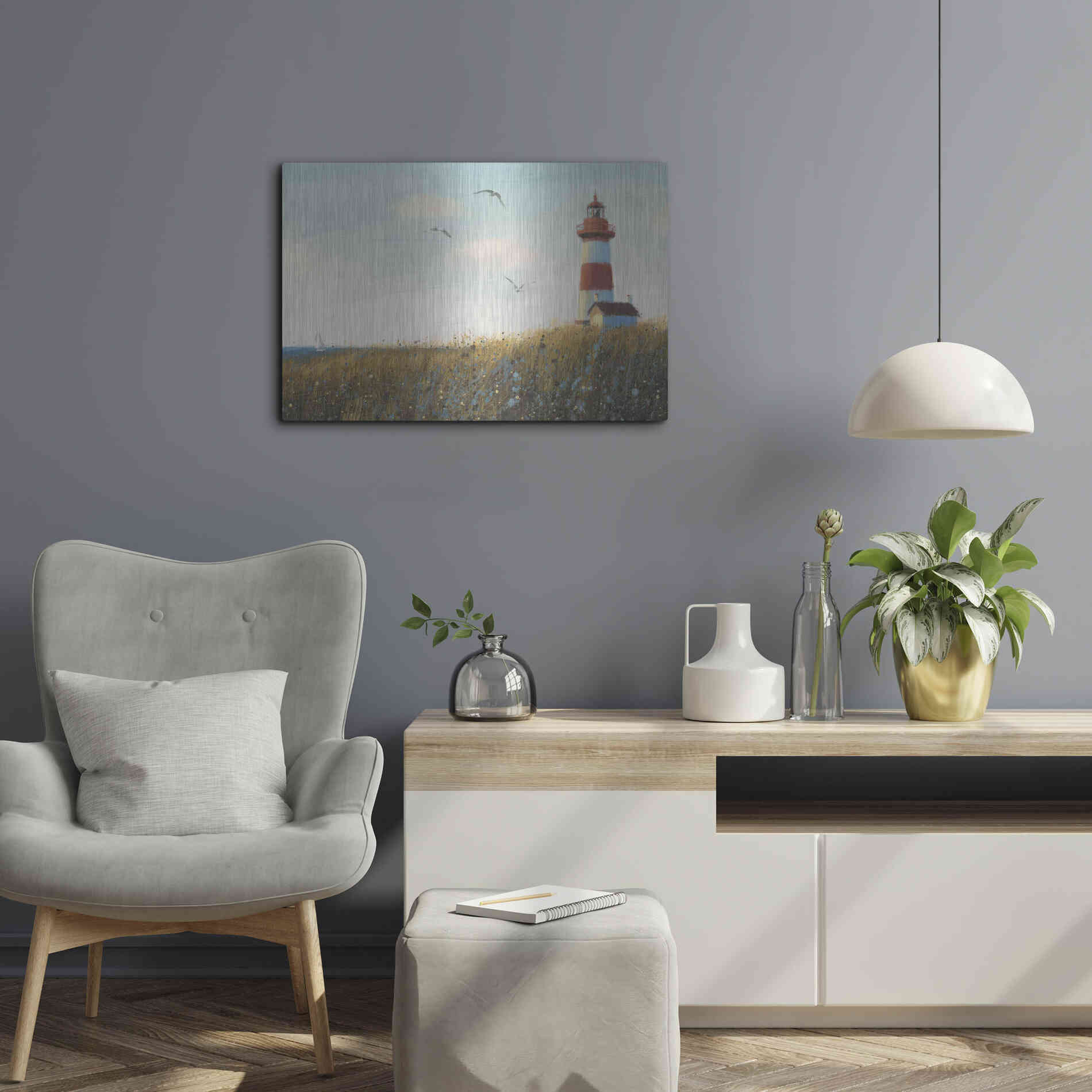 Luxe Metal Art 'Seaside View I' by James Wiens, Metal Wall Art,24x16