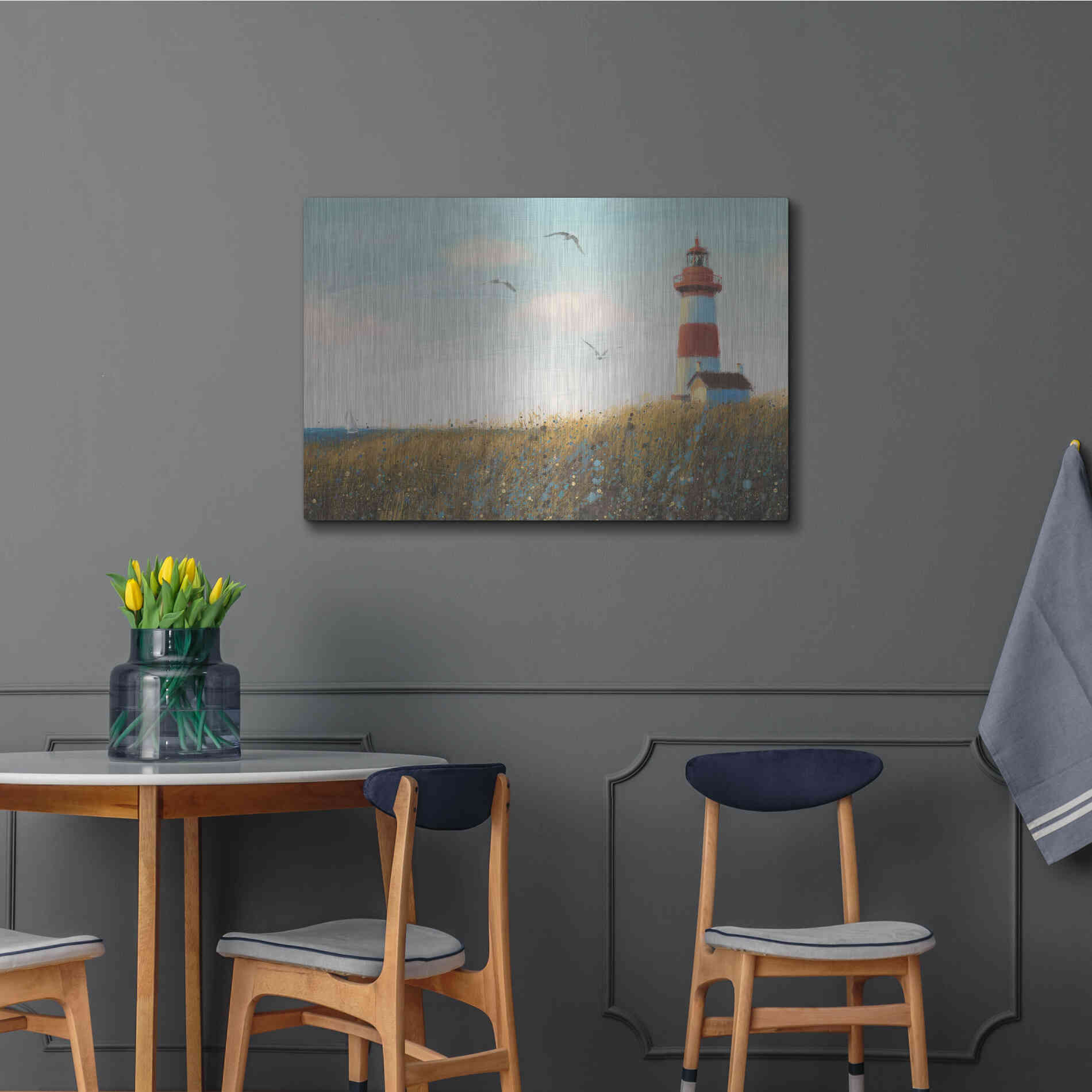 Luxe Metal Art 'Seaside View I' by James Wiens, Metal Wall Art,36x24