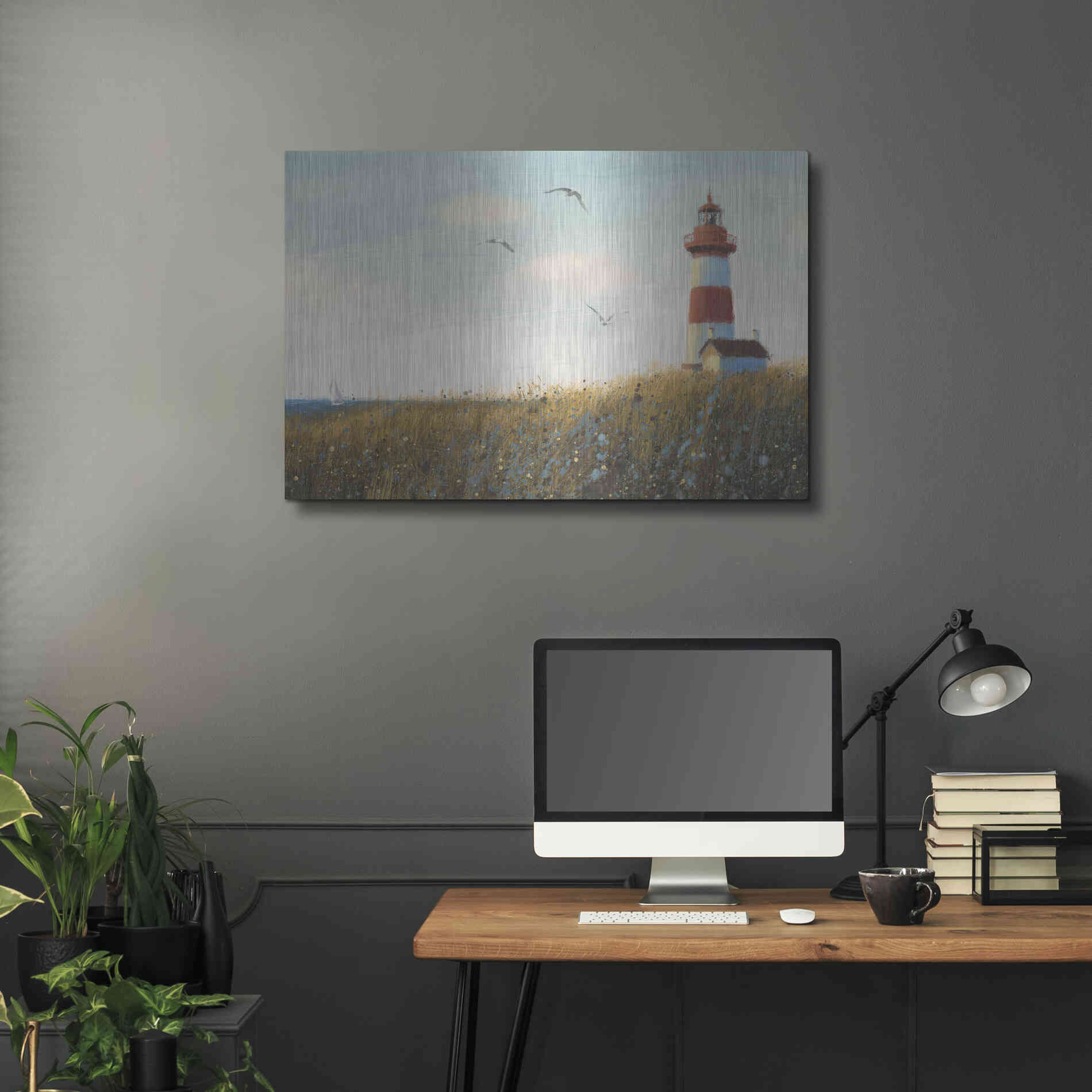 Luxe Metal Art 'Seaside View I' by James Wiens, Metal Wall Art,36x24