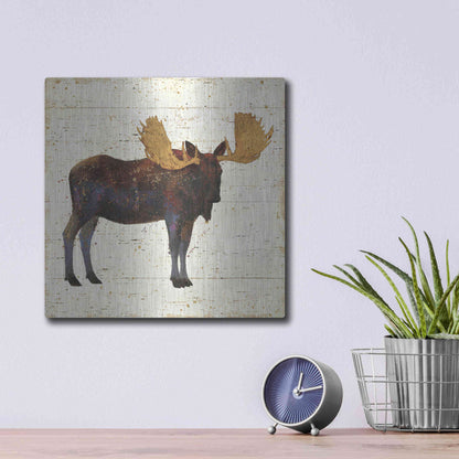 Luxe Metal Art 'Golden Nature I' by James Wiens, Metal Wall Art,12x12