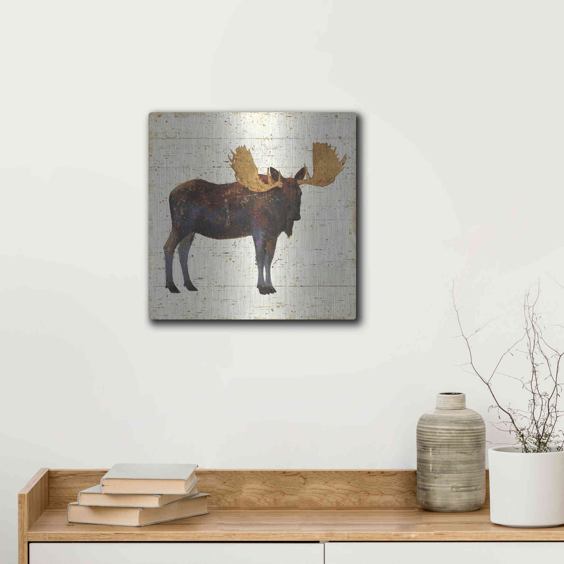 Luxe Metal Art 'Golden Nature I' by James Wiens, Metal Wall Art,12x12