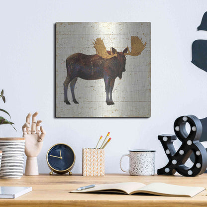Luxe Metal Art 'Golden Nature I' by James Wiens, Metal Wall Art,12x12