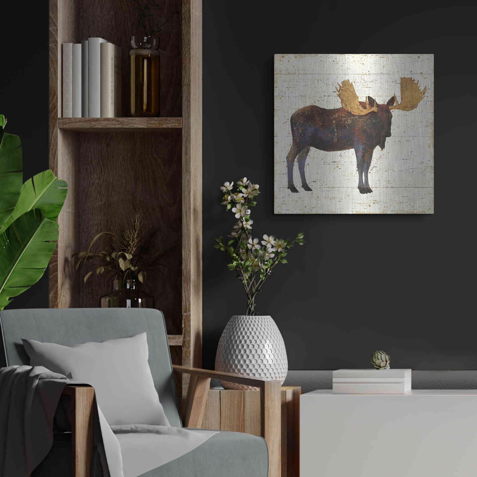 Luxe Metal Art 'Golden Nature I' by James Wiens, Metal Wall Art,24x24