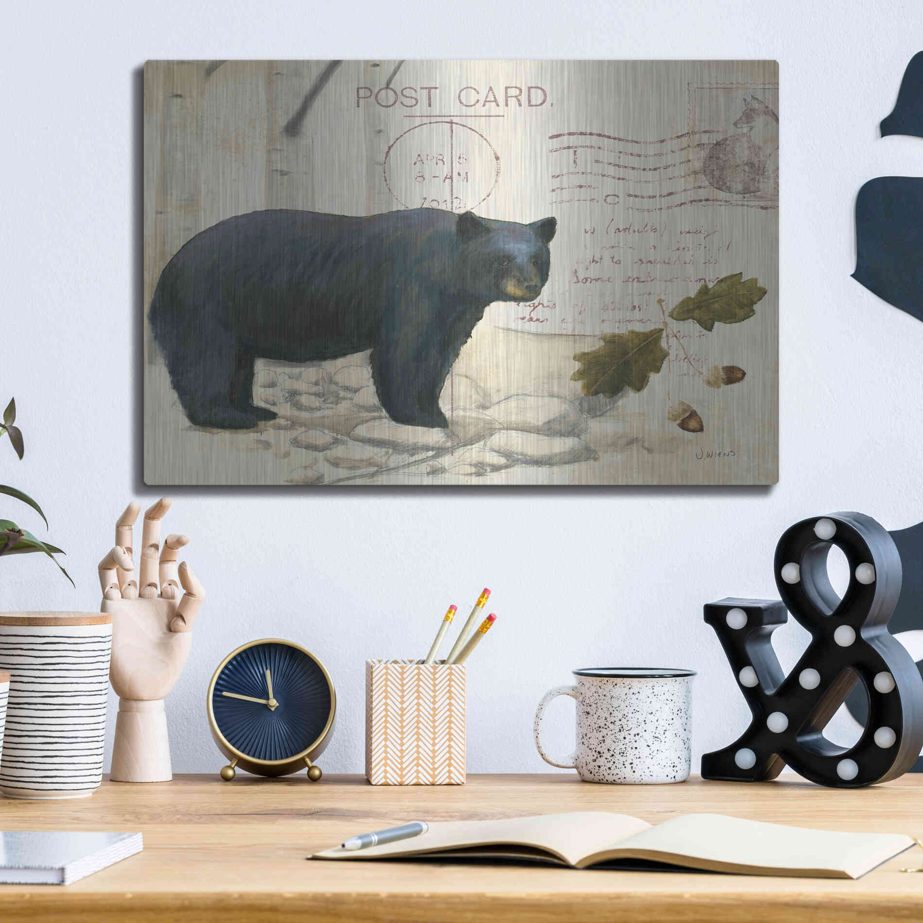 Luxe Metal Art 'Northern Wild Bear' by James Wiens, Metal Wall Art,16x12