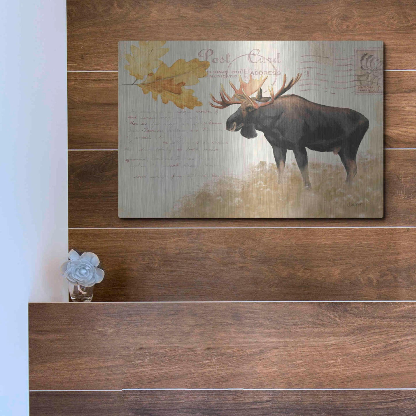 Luxe Metal Art 'Northern Wild Moose' by James Wiens, Metal Wall Art,16x12