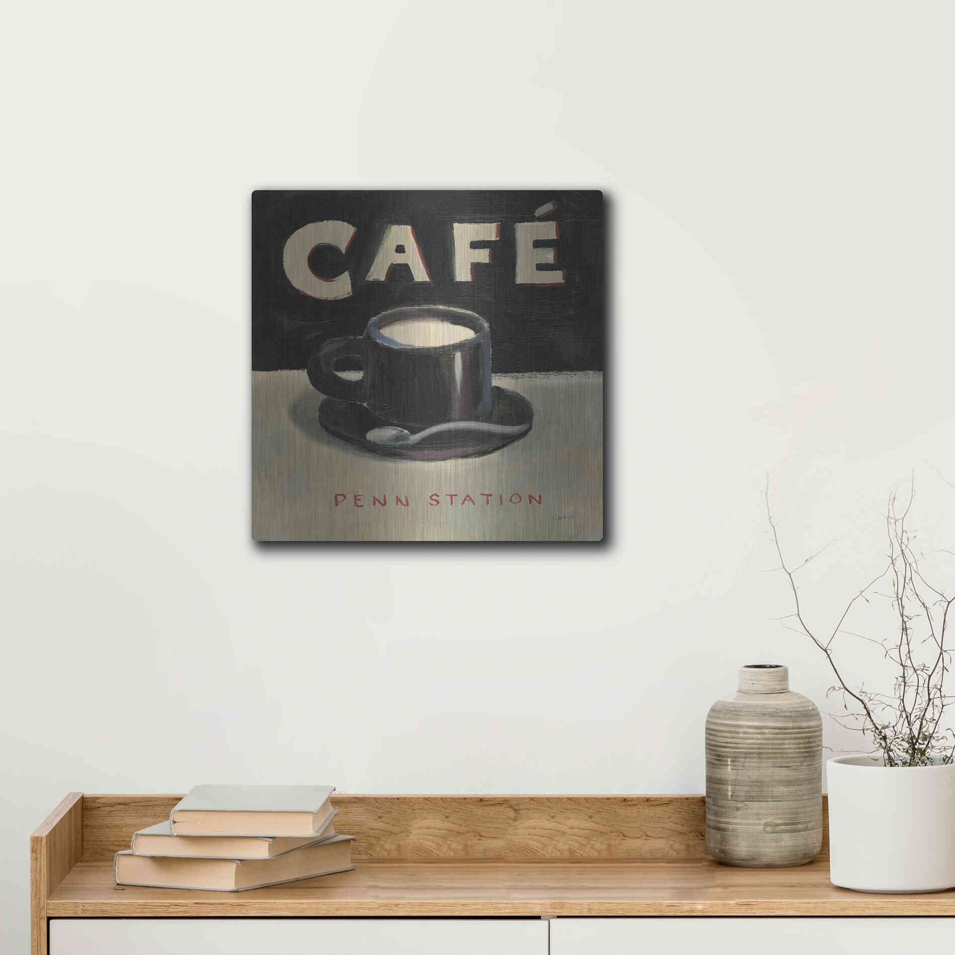 Luxe Metal Art 'Coffee Spot I' by James Wiens, Metal Wall Art,12x12