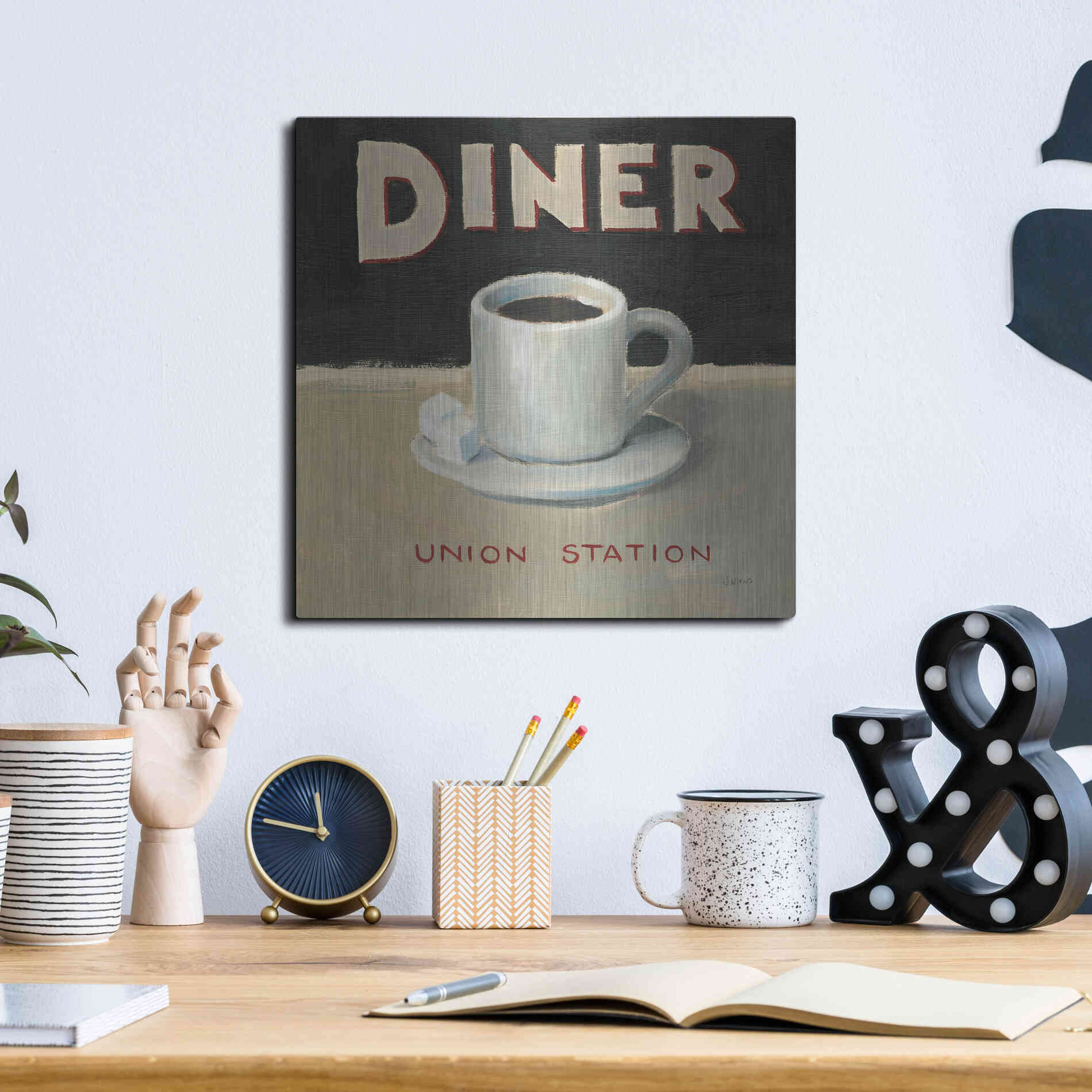 Luxe Metal Art 'Coffee Spot II' by James Wiens, Metal Wall Art,12x12