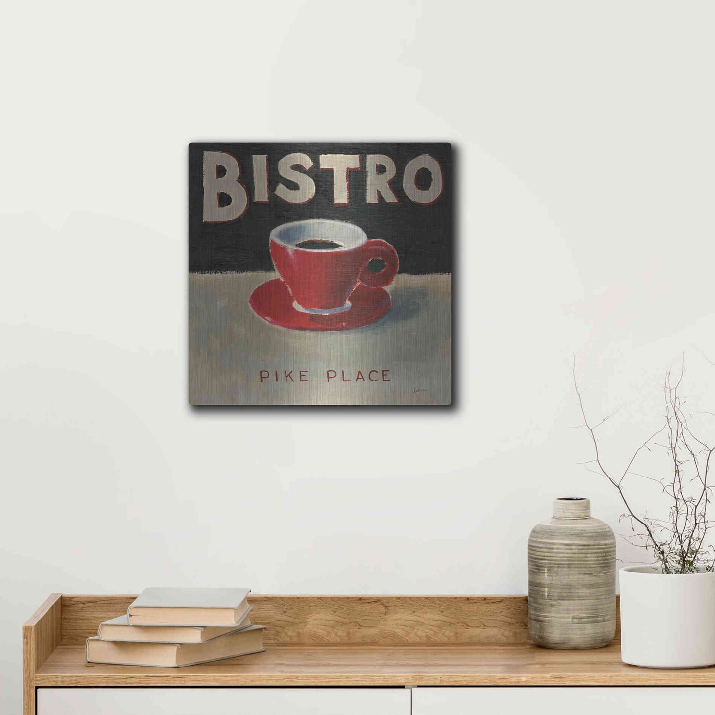Luxe Metal Art 'Coffee Spot IV' by James Wiens, Metal Wall Art,12x12