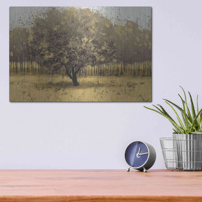 Luxe Metal Art 'Golden Trees I' by James Wiens, Metal Wall Art,16x12