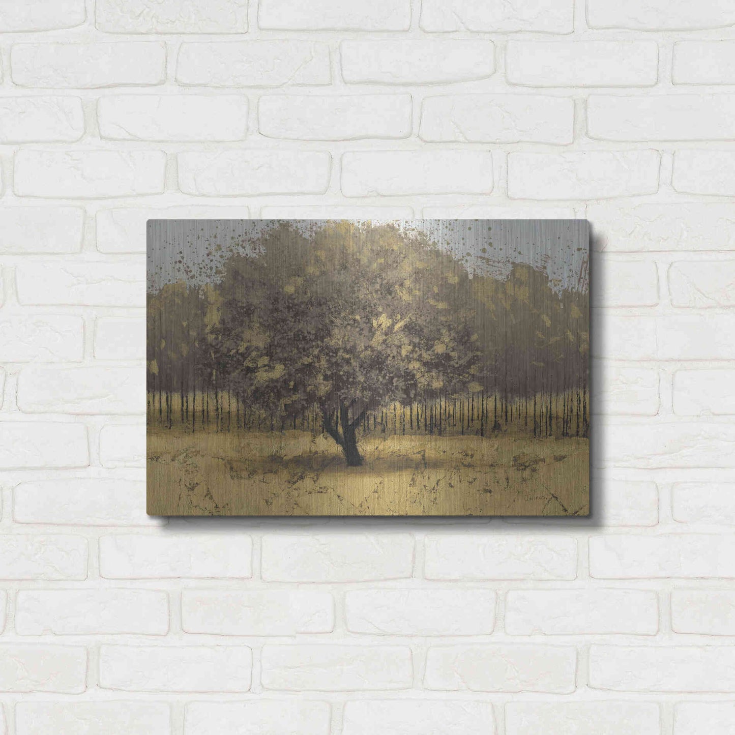 Luxe Metal Art 'Golden Trees I' by James Wiens, Metal Wall Art,24x16